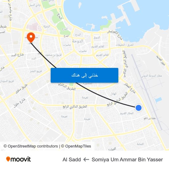 Somiya Um Ammar Bin Yasser to Al Sadd map