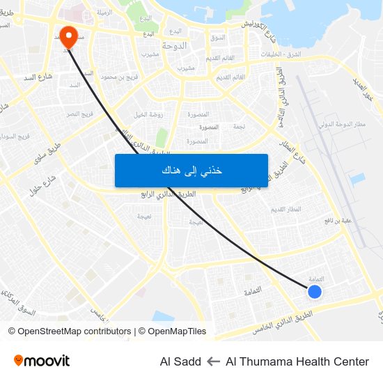 Al Thumama Health Center to Al Sadd map