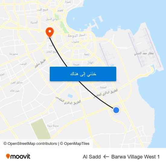 Barwa Village West 1 to Al Sadd map