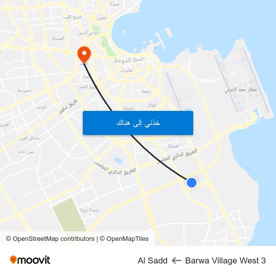 Barwa Village West 3 to Al Sadd map