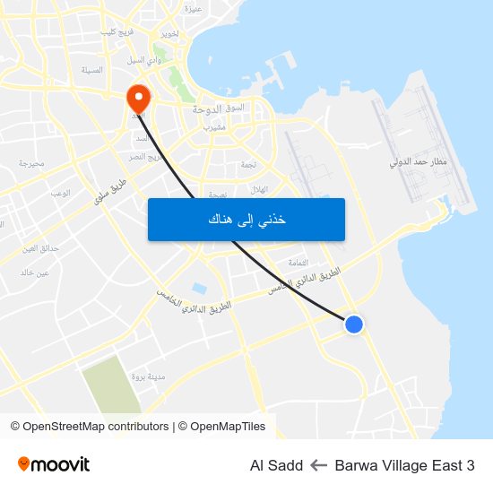 Barwa Village East 3 to Al Sadd map