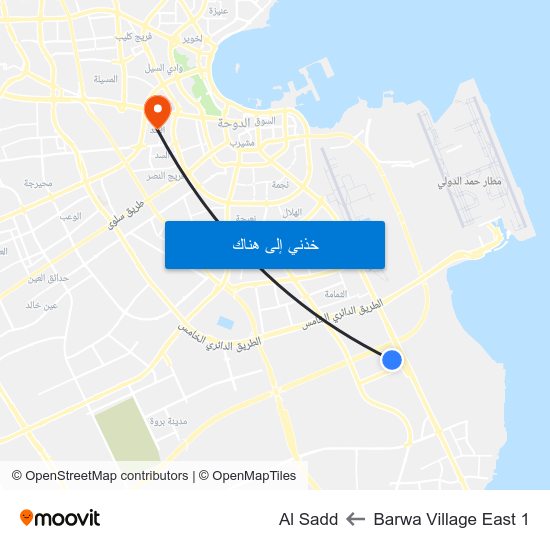 Barwa Village East 1 to Al Sadd map