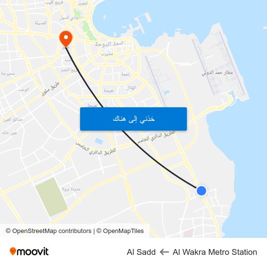 Al Wakra Metro Station to Al Sadd map