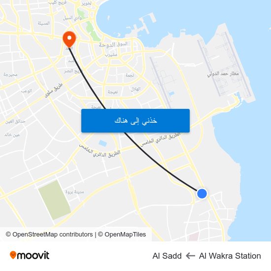 Al Wakra Station to Al Sadd map