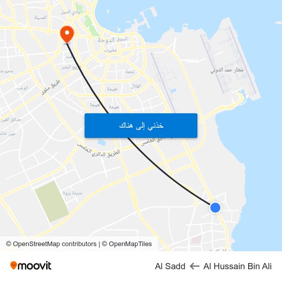 Al Hussain Bin Ali to Al Sadd map