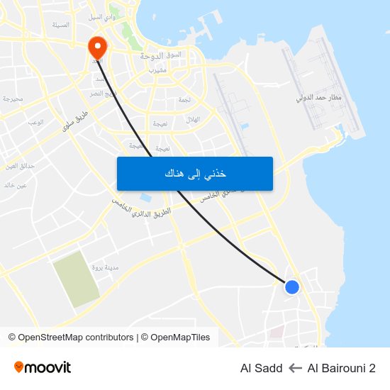 Al Bairouni 2 to Al Sadd map