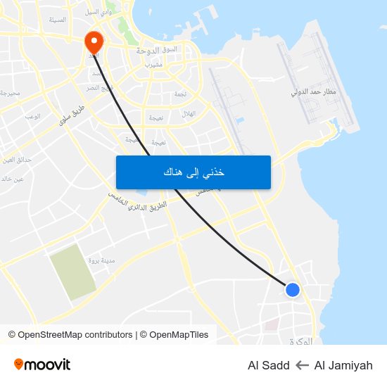 Al Jamiyah to Al Sadd map