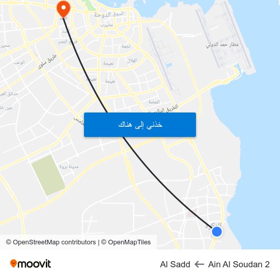 Ain Al Soudan 2 to Al Sadd map