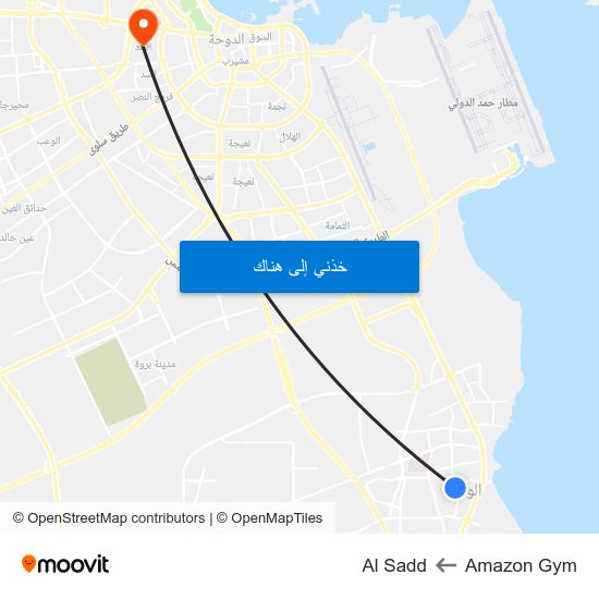 Amazon Gym to Al Sadd map