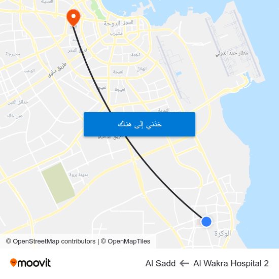 Al Wakra Hospital 2 to Al Sadd map
