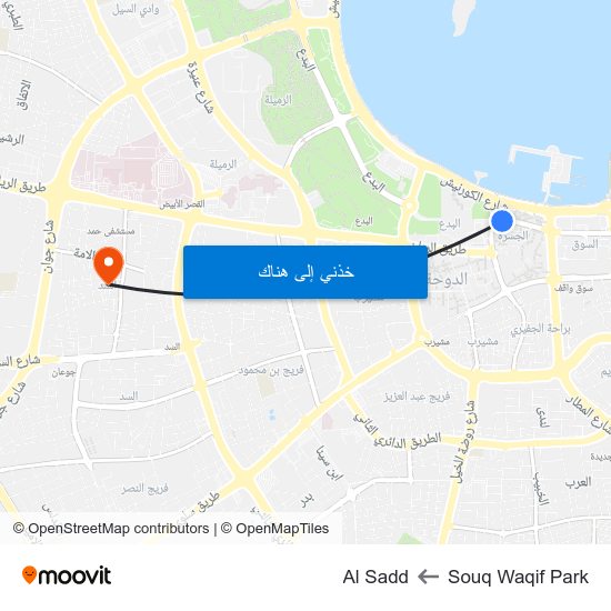 Souq Waqif Park to Al Sadd map