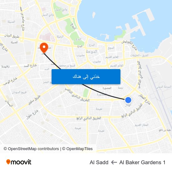 Al Baker Gardens 1 to Al Sadd map