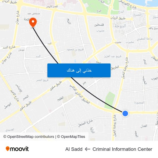 Criminal Information Center to Al Sadd map