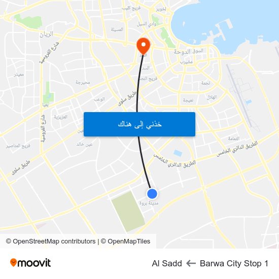 Barwa City Stop 1 to Al Sadd map