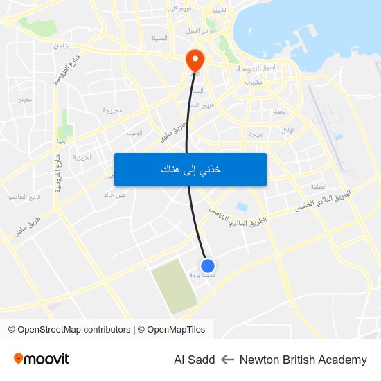 Newton British Academy to Al Sadd map