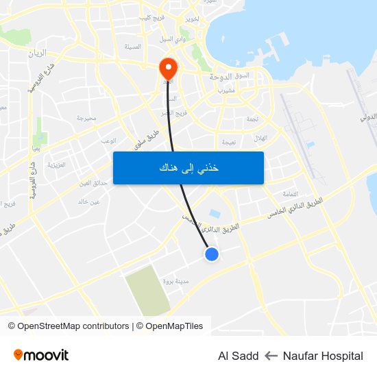 Naufar Hospital to Al Sadd map