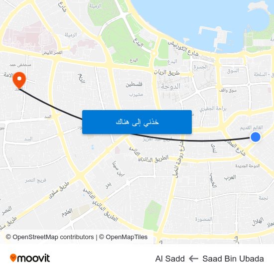 Saad Bin Ubada to Al Sadd map