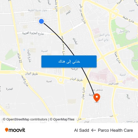 Parco Health Care to Al Sadd map