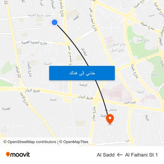 Al Faihani St 1 to Al Sadd map