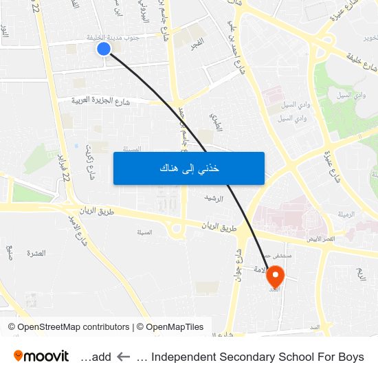Khalifa Independent Secondary School For Boys to Al Sadd map