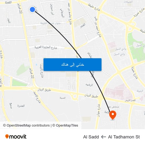 Al Tadhamon St to Al Sadd map