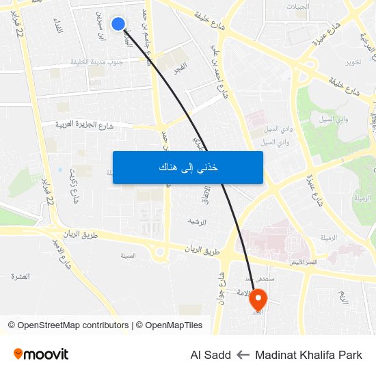 Madinat Khalifa Park to Al Sadd map
