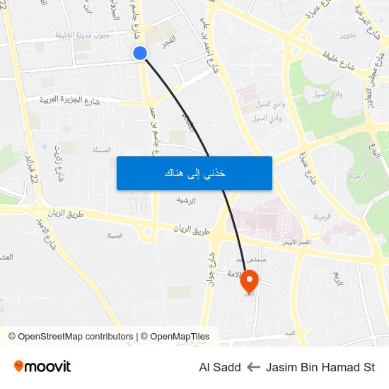 Jasim Bin Hamad St to Al Sadd map