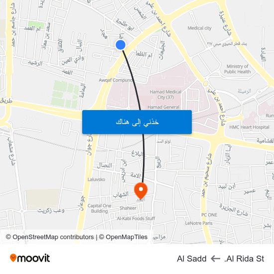 Al Rida St. to Al Sadd map