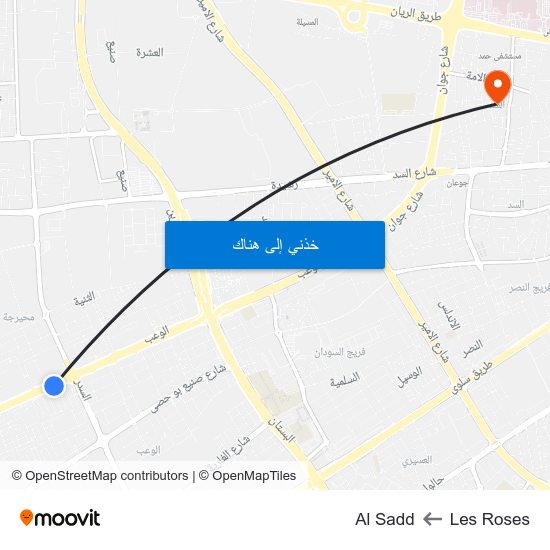 Les Roses to Al Sadd map
