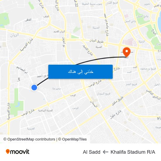 Khalifa Stadium R/A to Al Sadd map