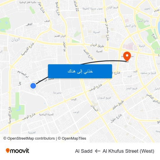 Al Khufus Street (West) to Al Sadd map