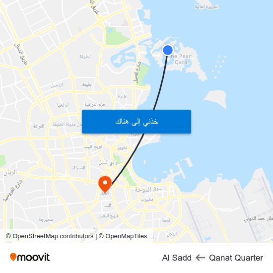 Qanat Quarter to Al Sadd map