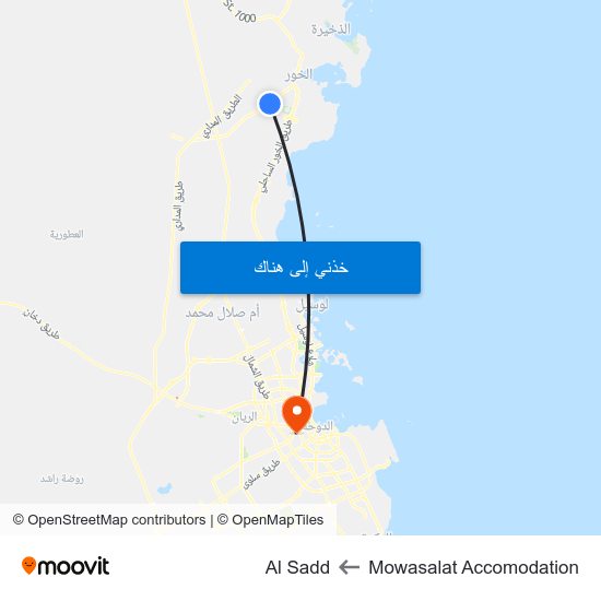 Mowasalat Accomodation to Al Sadd map