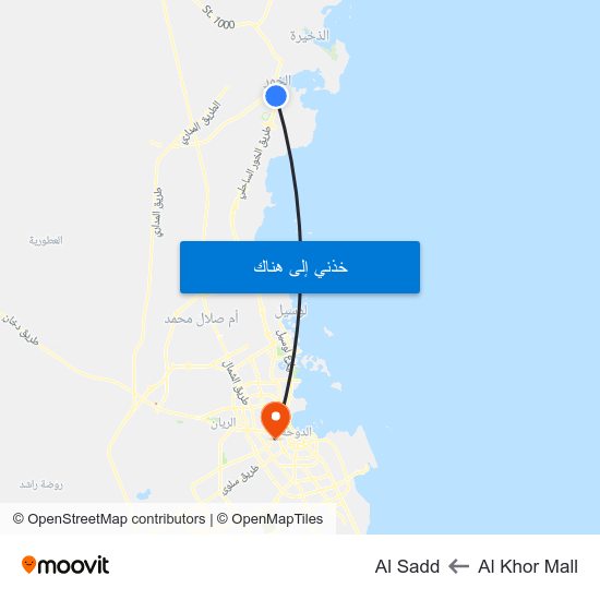 Al Khor Mall to Al Sadd map