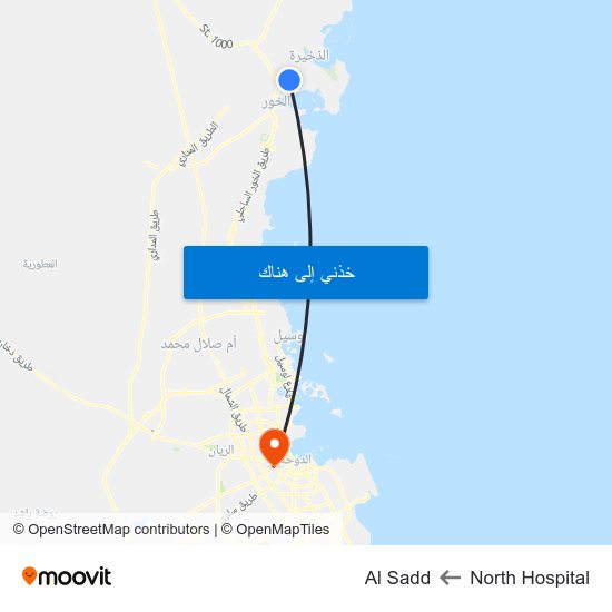 North Hospital to Al Sadd map