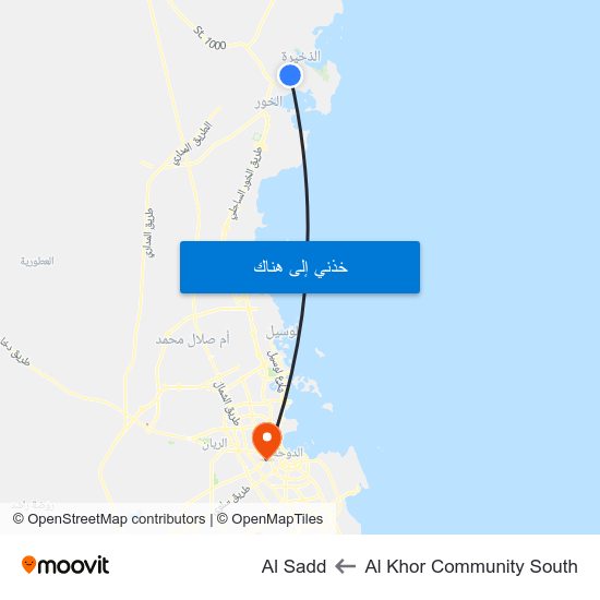 Al Khor Community South to Al Sadd map