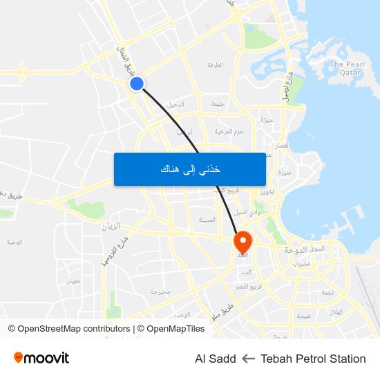 Tebah Petrol Station to Al Sadd map