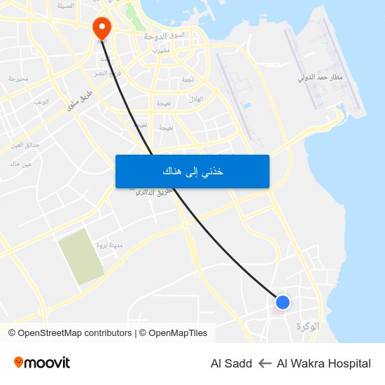 Al Wakra Hospital to Al Sadd map