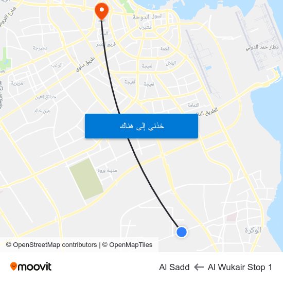 Al Wukair Stop 1 to Al Sadd map