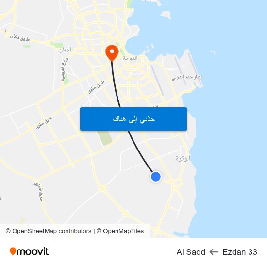 Ezdan 33 to Al Sadd map