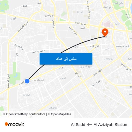 Al Aziziyah Station to Al Sadd map