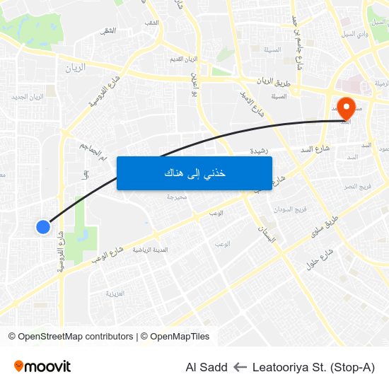 Leatooriya St. (Stop-A) to Al Sadd map