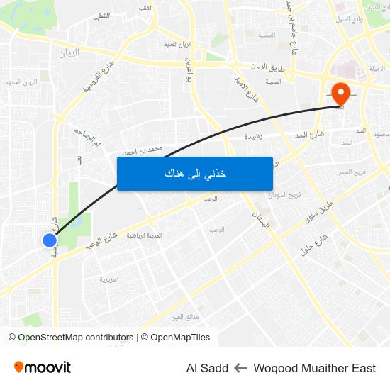 Woqood Muaither East to Al Sadd map