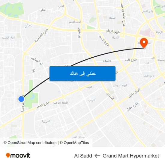 Grand Mart Hypermarket to Al Sadd map