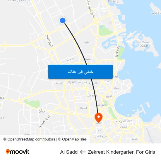 Zekreet Kindergarten For Girls to Al Sadd map