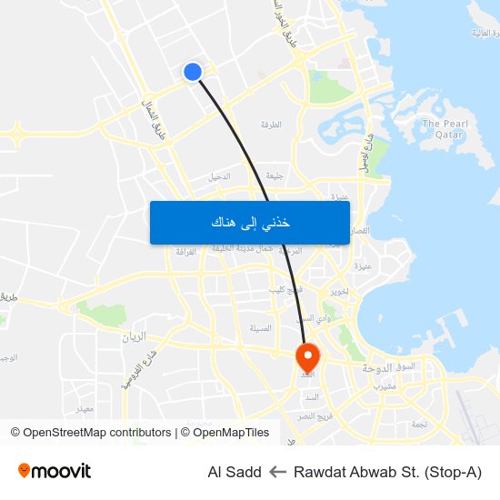 Rawdat Abwab St. (Stop-A) to Al Sadd map