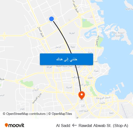 Rawdat Abwab St. (Stop-A) to Al Sadd map