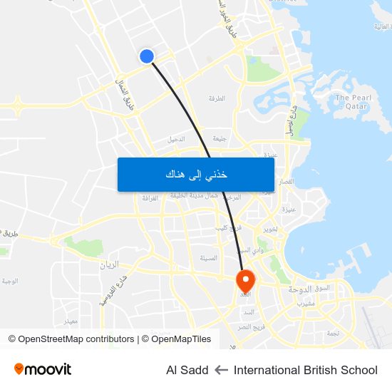 International British School to Al Sadd map