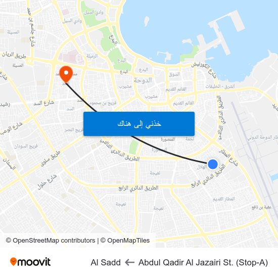 Abdul Qadir Al Jazairi St. (Stop-A) to Al Sadd map