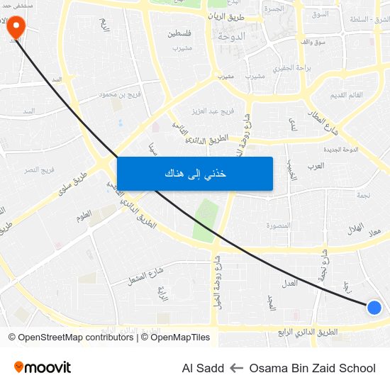 Osama Bin Zaid School to Al Sadd map